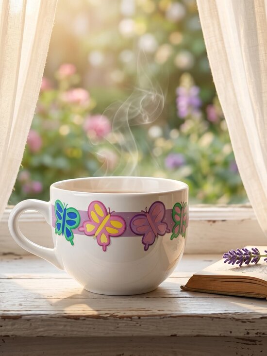 Stoneware Other - Butterfly Soup Noodle Bowl - Stoneware - Hand-Painted